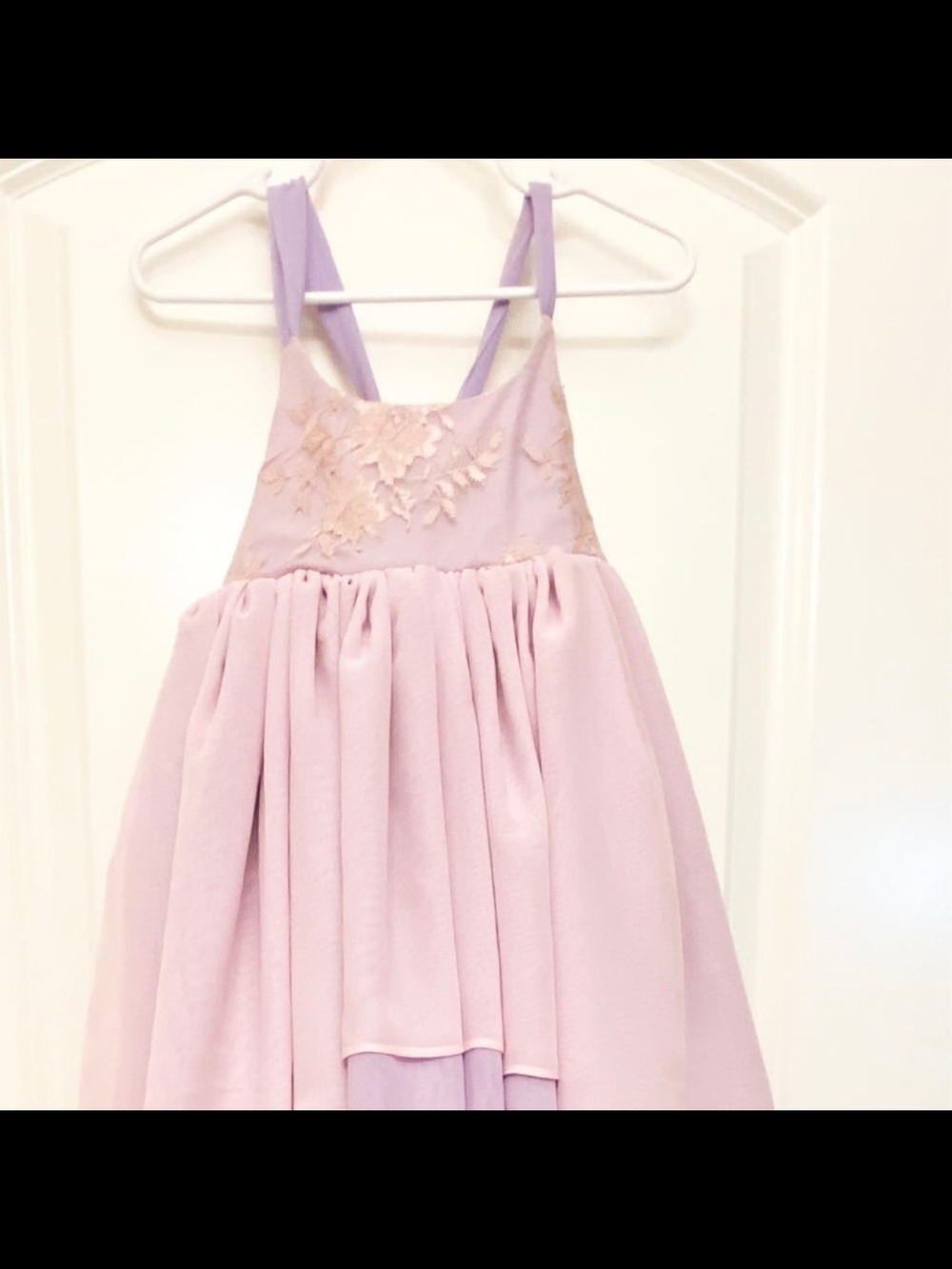 Lilac Floral Appliqué Girls Party Dress